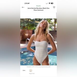 aerie Strapless Ruched Bandeau One-Piece Swimsuit - Playful Pink. Size small